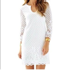Lilly Pulitzer Womens Mara Resort White Paradise Island‎ Lace Shift Dress Medium